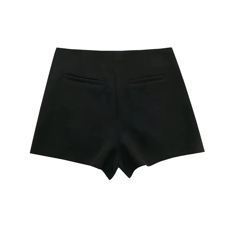 Jupe-short noire asymétrique – taille haute