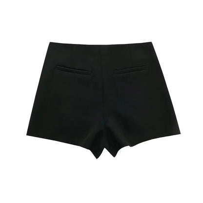 Jupe-short noire asymétrique – taille haute