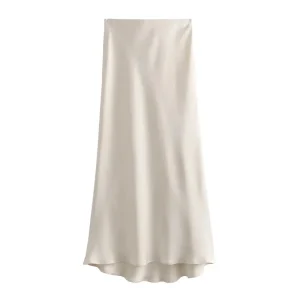 Jupe longue satinée noire – taille haute élégante – Image 8