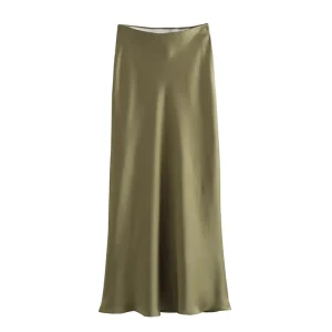 Jupe longue satinée noire – taille haute élégante – Image 6